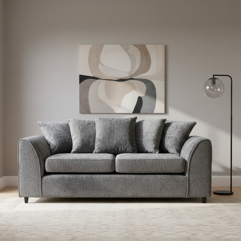 3 Seater Chenille Sofa, Grey