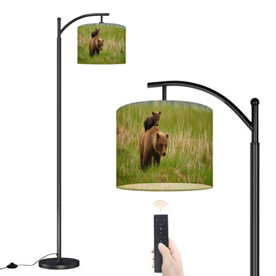 Lampe sur pied à arc avec abat-jour réglable Coastal Brown Bear Lampe sur pied 3 températures de couleur à intensité variable pour lampe