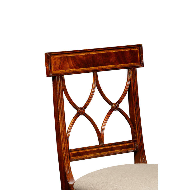 Upholstered Dining Chair, Tan, Antique Mahogany