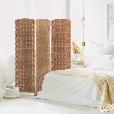 6' Tall Wicker Weave 3 Panel Room Divider Privacy Screen