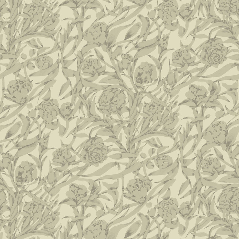 Wandervine - Sage Green Botanical Wallpaper, Self-Adhesive, Vinyl, Sage Green