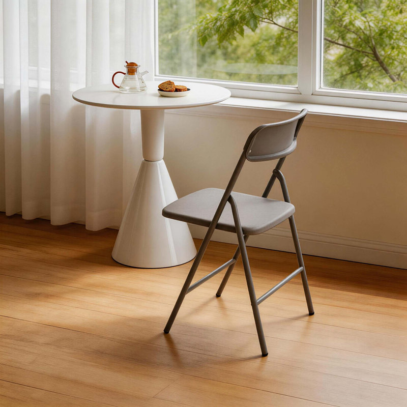 Ensemble de 4 chaises pliantes empilables en métal avec coussin en PP et soutien lombaire