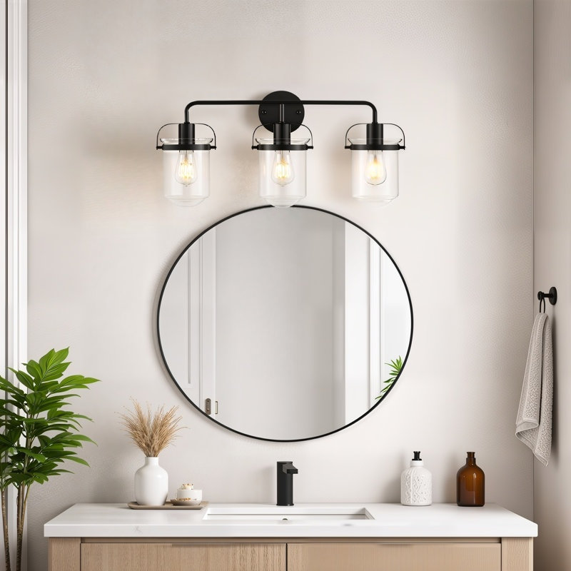 3-light Dimmable Vanity Light with Glass Shades