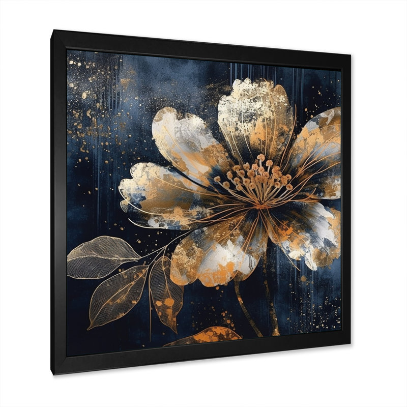Rubena - pétales de marguerites sur toile, H 16 po x l 16 po x P 1 po, Cadre photo noir