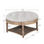 Table basse ronde pour espace de vie - Lin, tablette en bois, rangement classique imperméable gris, pieds-163718859-163718857
