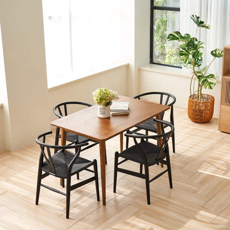 Solid Wood Dining Chair, Mid-Century Chair, Black