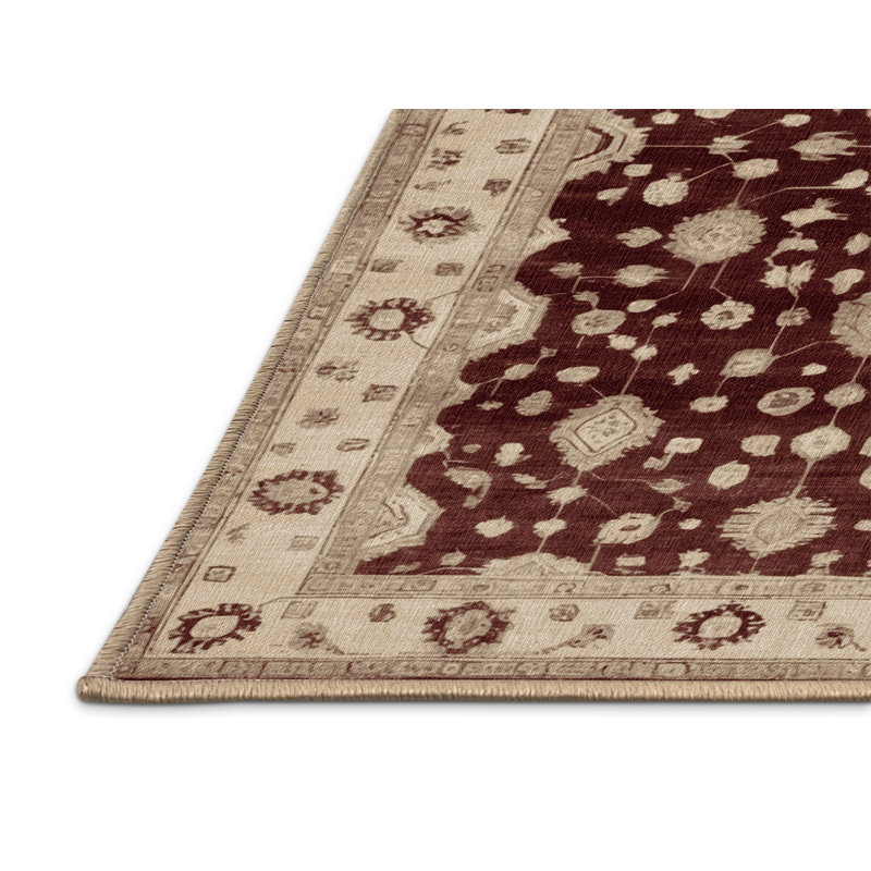 Machine Washable Overdyed Brown Area Rug, Round 5'