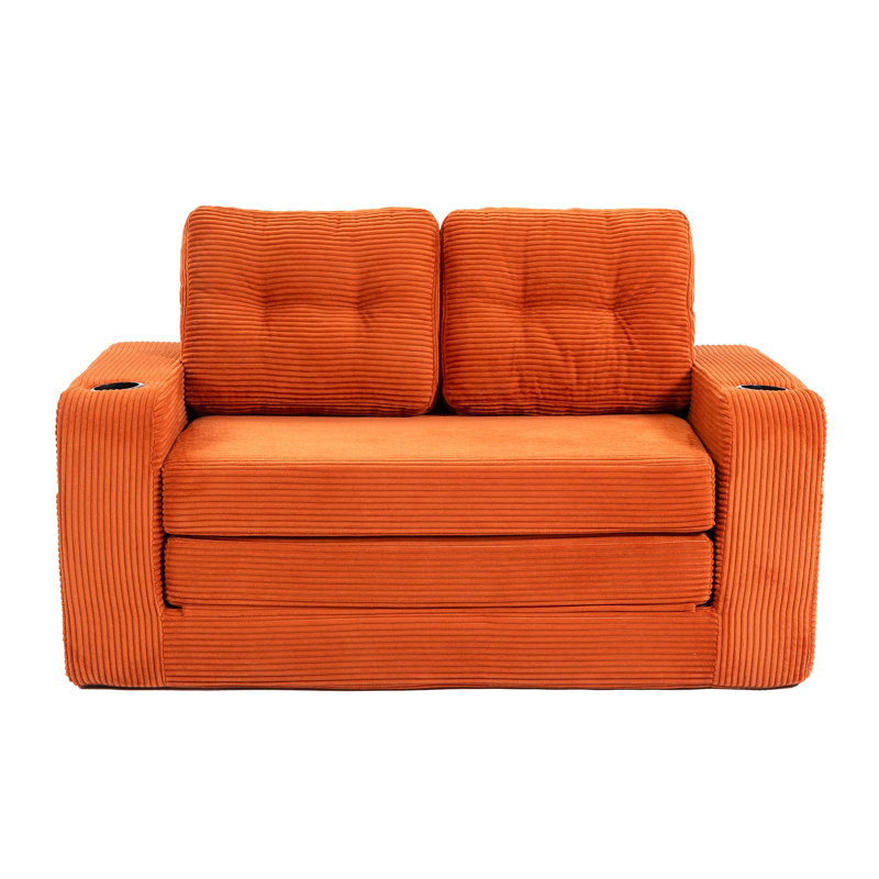 Canapé-lit convertible, canapé-lit double extensible, canapé-lit convertible 2 en 1, canapé-lit pliant avec coussins, Orange