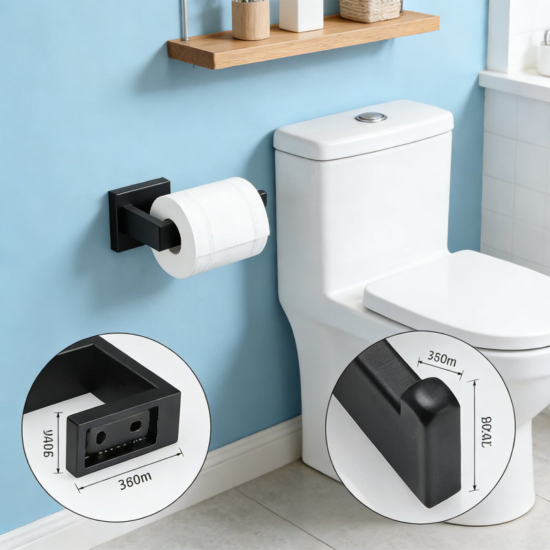 5-Piece Bathroom Hardware Set, Stainless Steel Wall Mounted Towel Bars, Toilet Paper Holder, Towel Ring And Robe Hook With Matte Black Finish