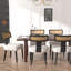 Ensemble de 2 chaises de salle à manger de style Mid-Century moderne, dossier en bois massif et filet de rotin, chaises d'appoint de salle à manger, cadre noir et ensemble de coussins beige