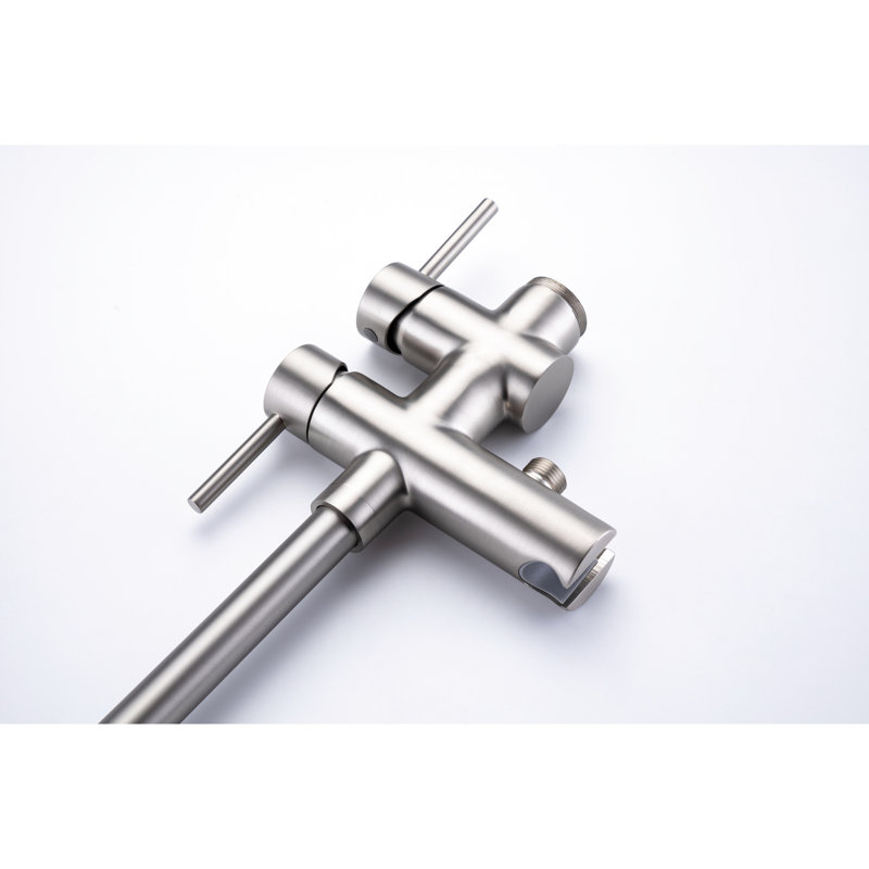 Freestanding Tub Faucet In Brushed Nickel With Ceramic Disc And 10.1 Lb Weight 3.47 In. High Hand Shower Solid Brass