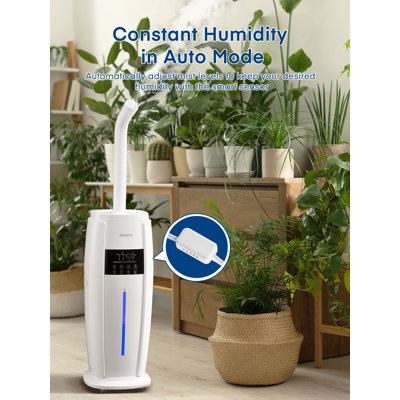 4.8gal/18l Humidifier Large Room, Easy Top Fill Cool Mist Tower Humidifiers Quiet For Home, Indoor Plant, Commercial, Whole House Cover Up To 1500ft², With Smart Humidity Sensor, Remote, White