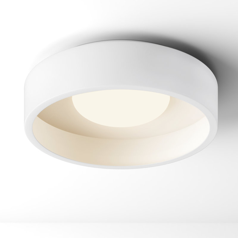 Lucien 1-Light Dimmable Integrated LED Flush Mount, White, 6'' H x 23.5'' W x 23.5'' D