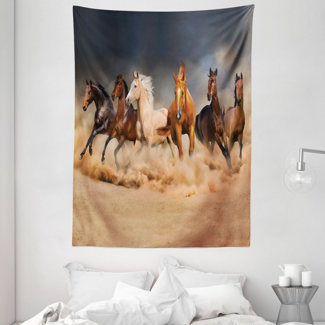 Wandbehang Equine Themed Animals Galoppierende Pferde im Sand Laufende Pferde