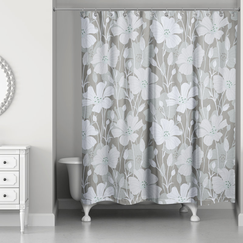 Rideau de douche simple à motif floral , Gris