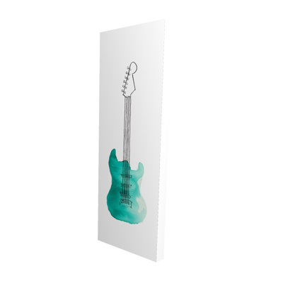 Toile de guitare électrique rétro turquoise - décoration murale