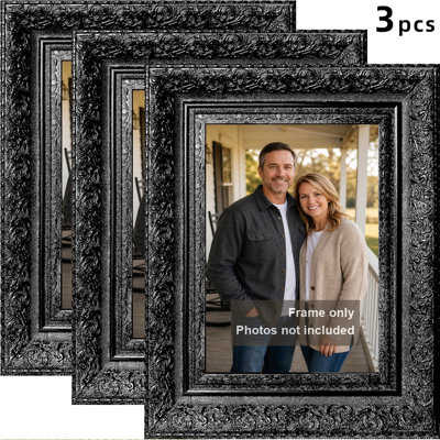 Cadre photo élégant 3 pièces 5 "x 7" noir pour cadeaux d'anniversaire