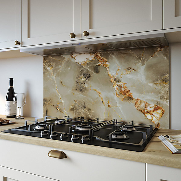 Aurora Gold Aluminium Kitchen Splashback, 80 cm x 90 cm
