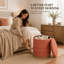 Pouf de rangement cylindrique Tessa 40 cm (16 po) en lin, avec couvercle amovible et rangement dissimulé, orange-1807449036