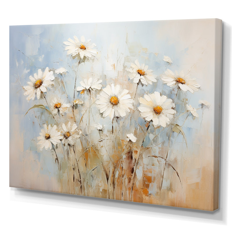 «White Daisy Fields Elegance» sur impression sur toile, H 34 po x l 44 po x P 1,5 po, Toile tendue
