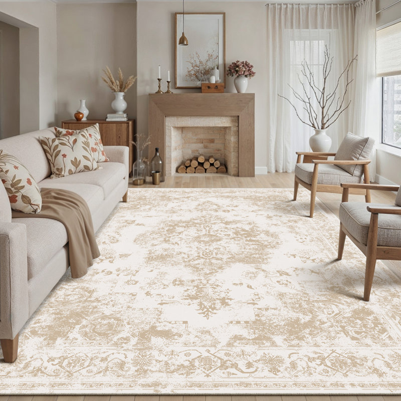 Tapis beige Cora, Rectangle 8 pi 6 po x 11 pi 6 po, Beige