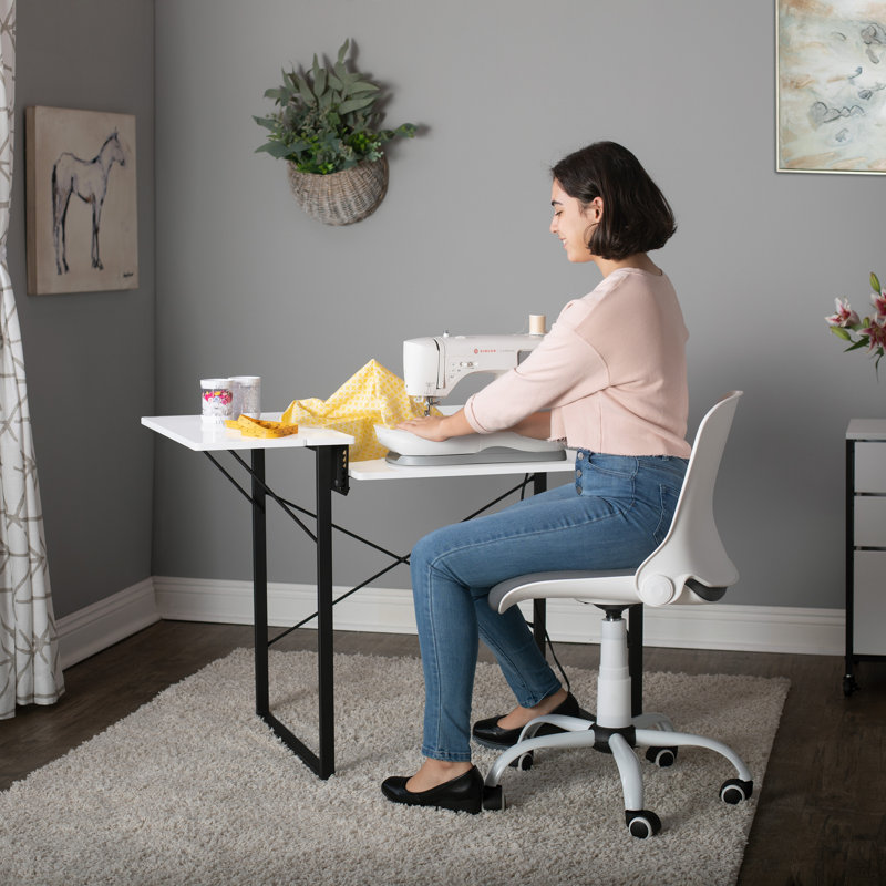 41'' x 23'' Sewing Table with Sewing Machine Platform, White