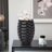 Geometric Layered Stoneware Porcelain Tall Vase for Living Room and Home Decor - Modern Tall Accent Flower Vase for Dining Table Styling - Black-2139918870