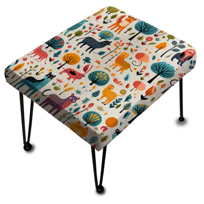 Minimaliste multicolore, enfants et animaux - repose-pieds rectangulaire imprimé animal