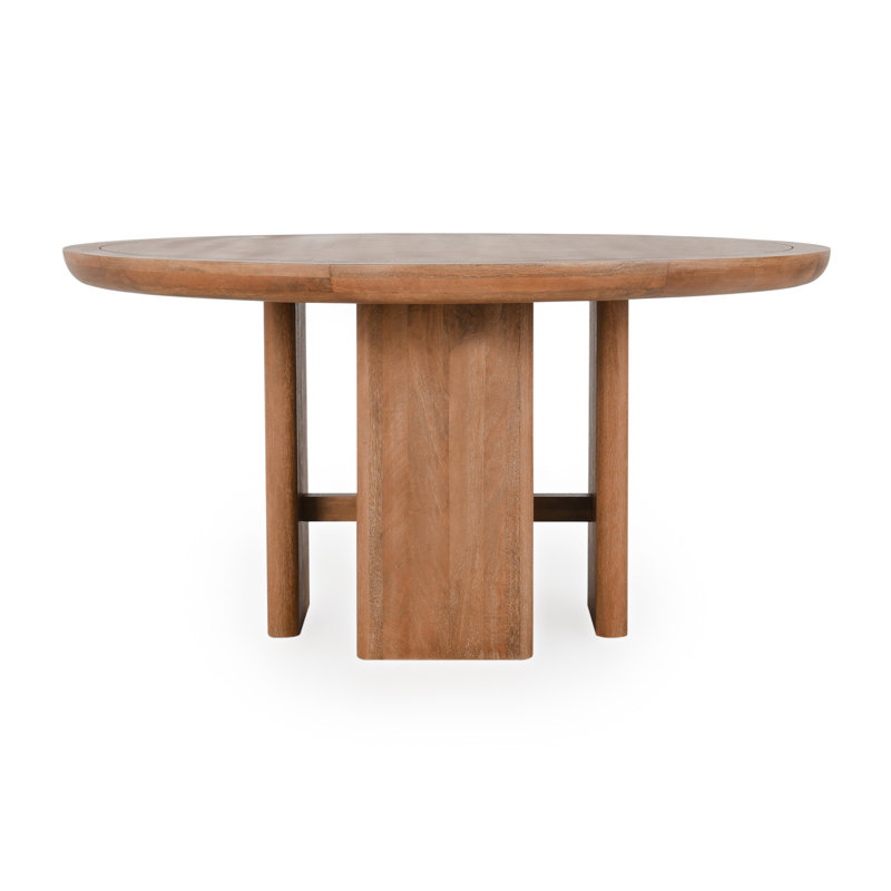 Selena Round Solid Wood Dining Table, Brown