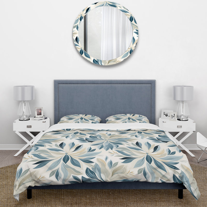 Akali Tranquil Patterns - Floral Duvet Cover Set - Microfiber Polyester, Queen Duvet Cover + 2 Standard Shams