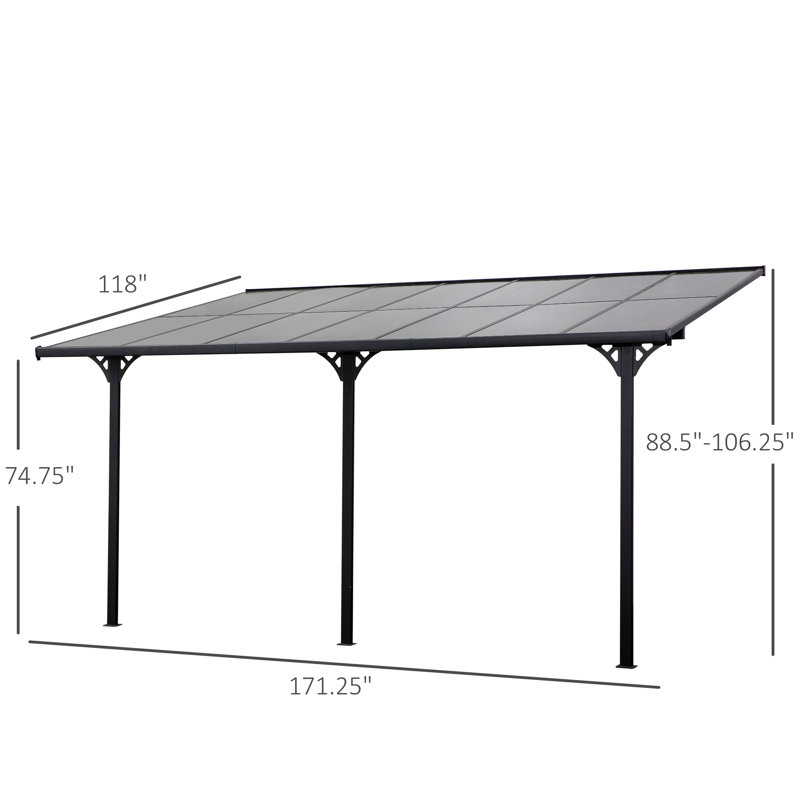 Outsunny Gray Aluminum Pergola with UV Blocking Polycarbonate Roof
