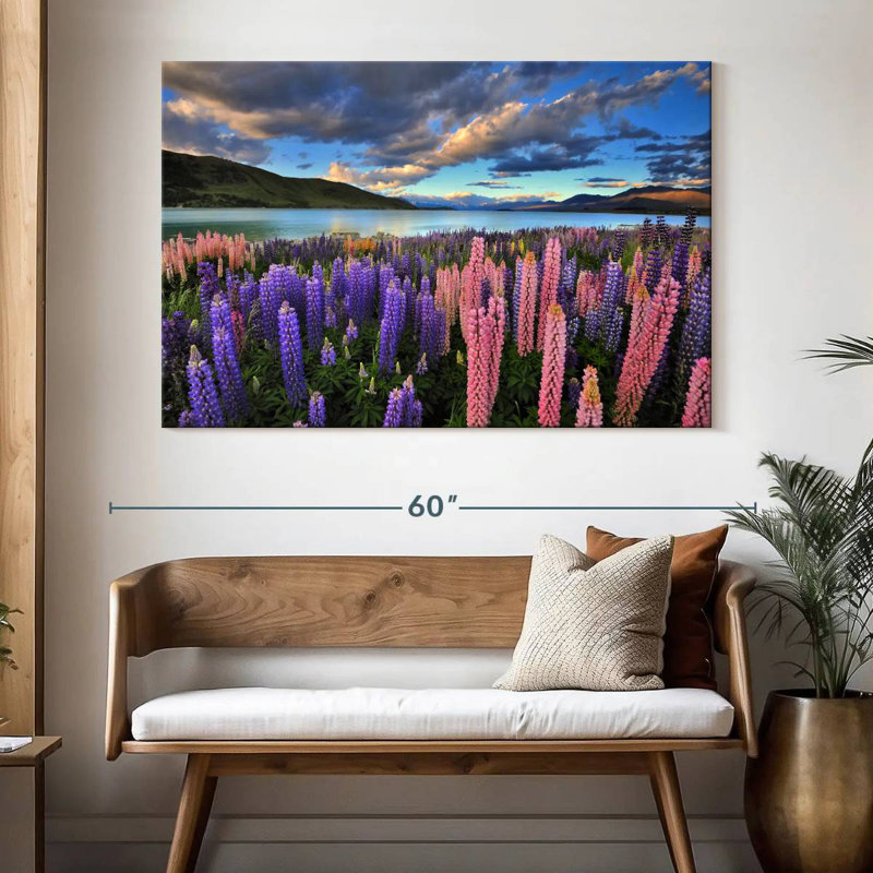 Lupins sur le lac Tekapo, H 34 po x l 51 po