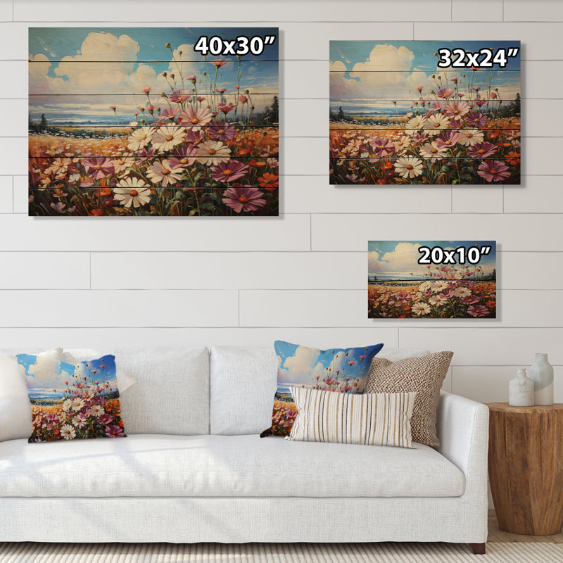 «Wildflowers Majestic Blossoms Meadow» sur bois, H 10 po x l 20 po x P 0,78 po