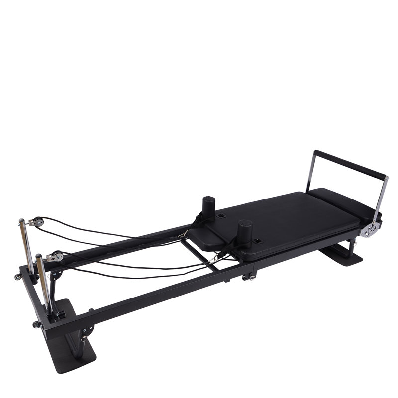 Machine de réformage Pilates pliable de 91 pouces, équipement de gymnastique à la maison de capacité 330 LBS avec barre de pied à 4 positions, poulies réglables à 3 niveaux et supports d'épaule amovibles