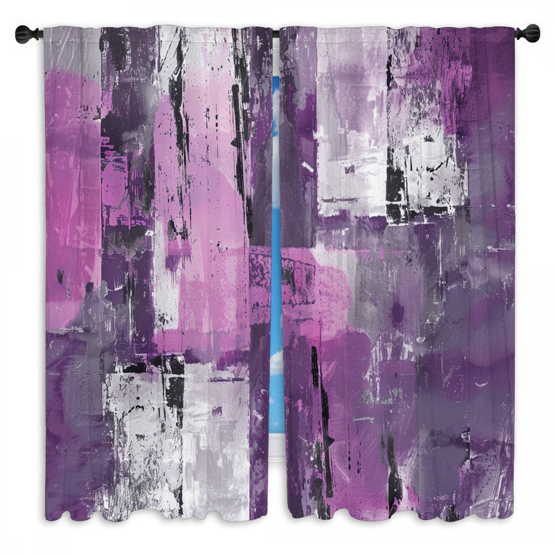 Rideaux de fenêtre à formes abstraites, drapés géométriques minimalistes - 2 panneaux, L 20 po x L 52 po