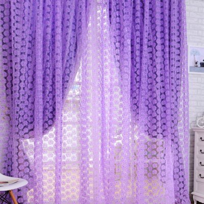 3D Rose Floral Sheer Curtains, Light Filtering Rod Pocket Window Curtain Set, 100x200CM, 2 Panels