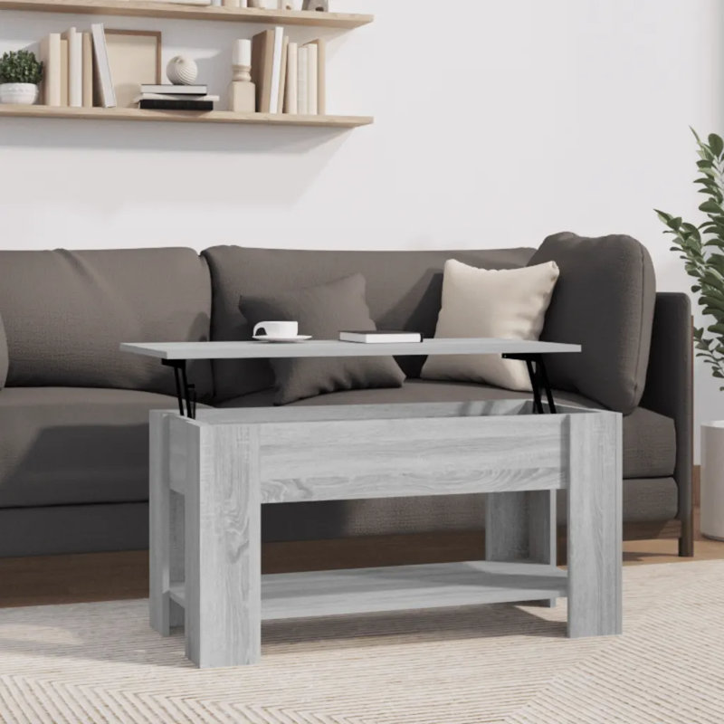 Husna Lift Top Four Leg Coffee Table with Storage, Grey