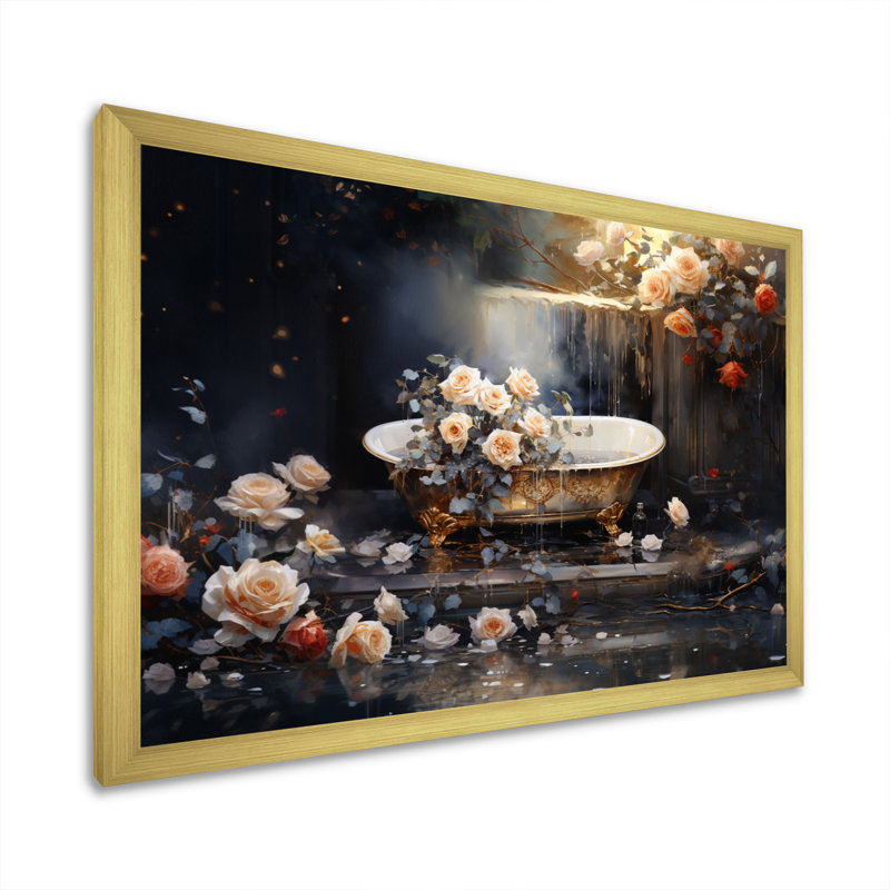 Baignoire Damionna en or VII, Cadre doré à une seule photo, H 16 po x l 32 po x P 1 po