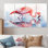 Flamant rose reflets par le lac II - Art mural animal flamant - toile d'art moderne
