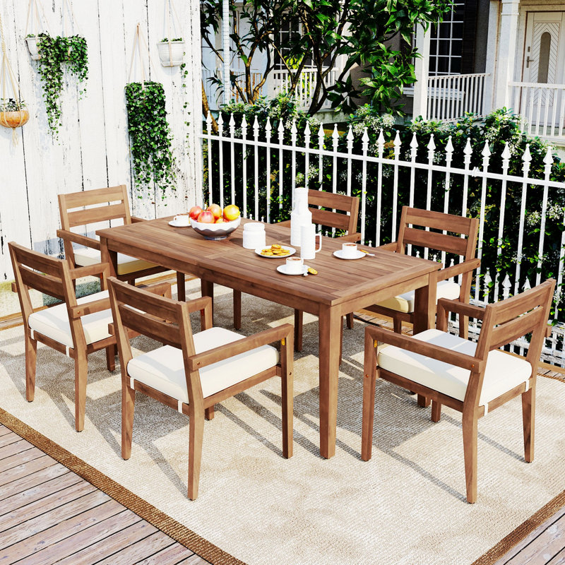 Patio Dining Set, Outdoor Dining Table And Chairs For Patio, Balcony And Backyard, Brown