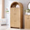 Armoire de rangement de 71 po de hauteur pour salle de bain arquée moderne, armoire de rangement cannelée avec 3 tablettes réglables, 6 tablettes de porte