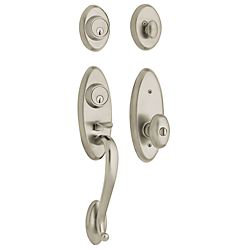 Landon Handleset with Double Cylinder Deadbolt and Door Knob and Rosette
