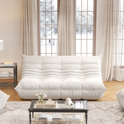 Fireside 3 Seater Couch, Modern Teddy Velet Fabric Bean Bag Chair, Premium Sofas Couch, Corner Floor Sofa, Lazy Chairs Sofa for Living Room/Bedroom/Sa by Trule