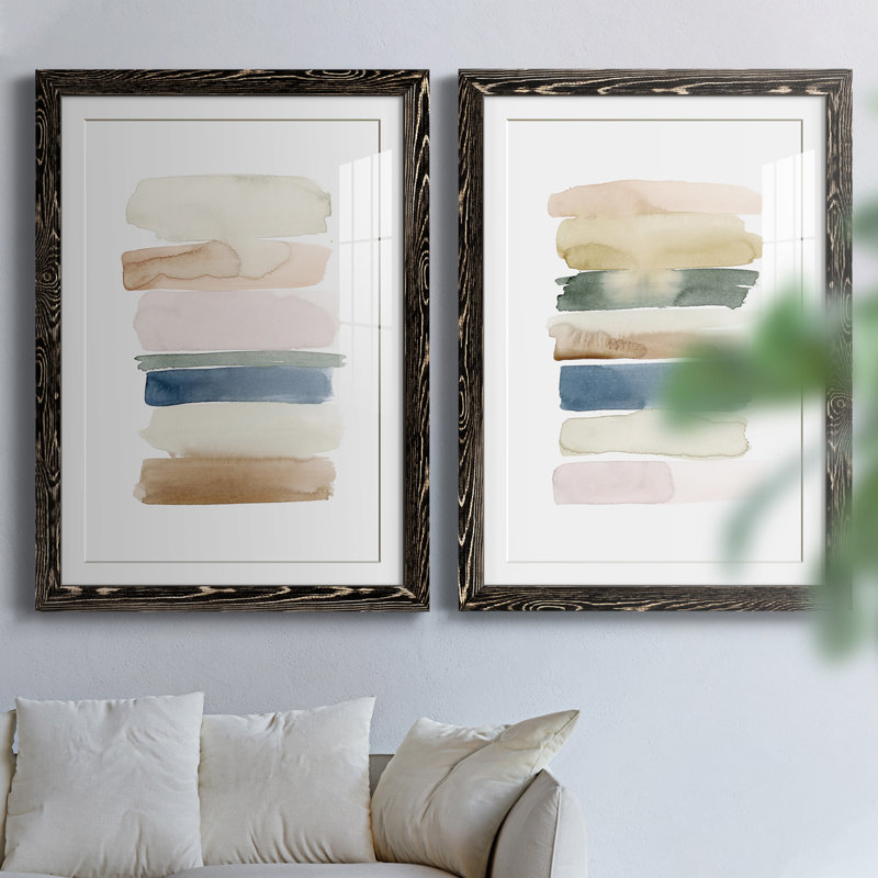 Helouisa - Ensemble de 2 peintures encadrées, Cadre noir, H 20 po x l 17 po x P 1 po