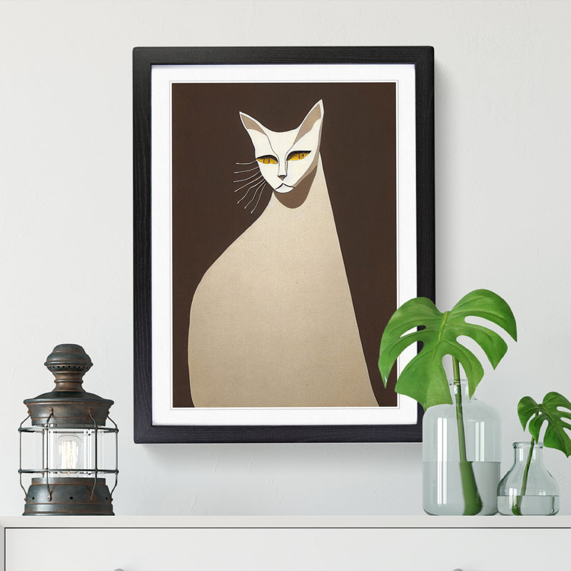 Unique Egyptian Cat 1 Piece Single Picture Frame Wall Art, 34cm H x 25cm W x 2cm D, Oak