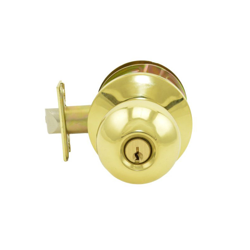Keyed Door Knob, Bright Brass