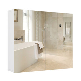 Sunrosa Aluminum Bathroom Medicine Cabinet with Mirror Door, 36Ã