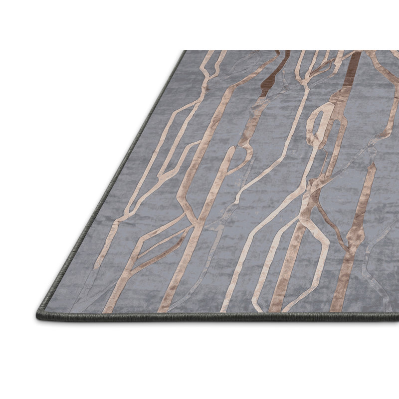 Silky Soft Plush Gray Area Rug, Round 4'