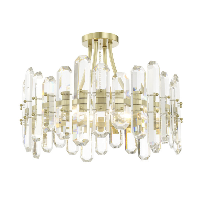Demitrius 4-Light 20.75" Semi Flush Mount, Aged Brass
