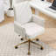 Chaise de bureau ergonomique à dossier moyen en velours côtelé avec base dorée et coussin en mousse viscoélastique-133599449-133599448